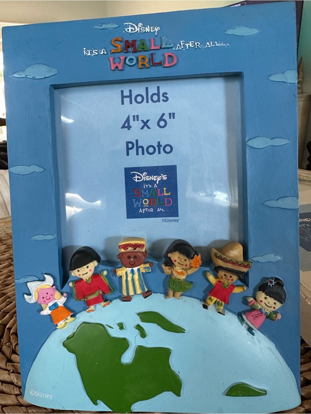 Disney It's a Small World Blue Kids Photo Frame with Multicolor 3D Characters